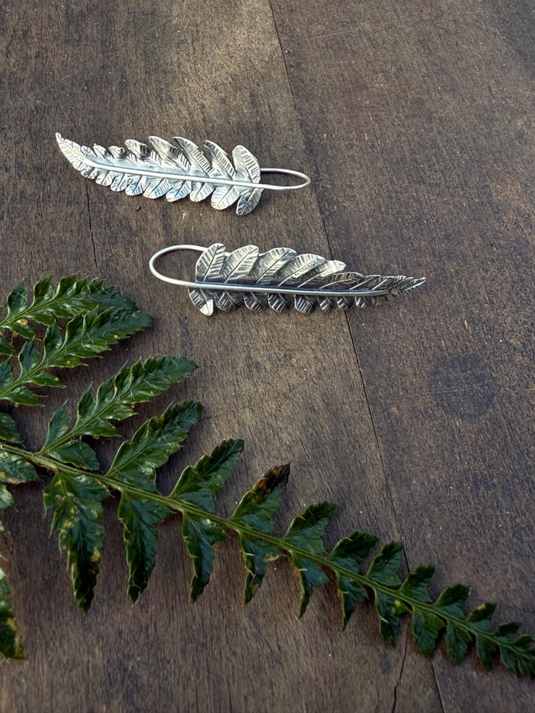 Image of Sterling Cinnamon Fern Earrings