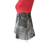 Image 2 of "Pink Scar" Deconstructed Denim Patchwork Mini Skirt – One of a Kind