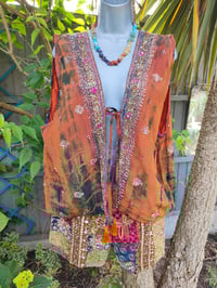 Image 5 of Mykonos sari jewel oversized waistcoat / top 10-18 oranges