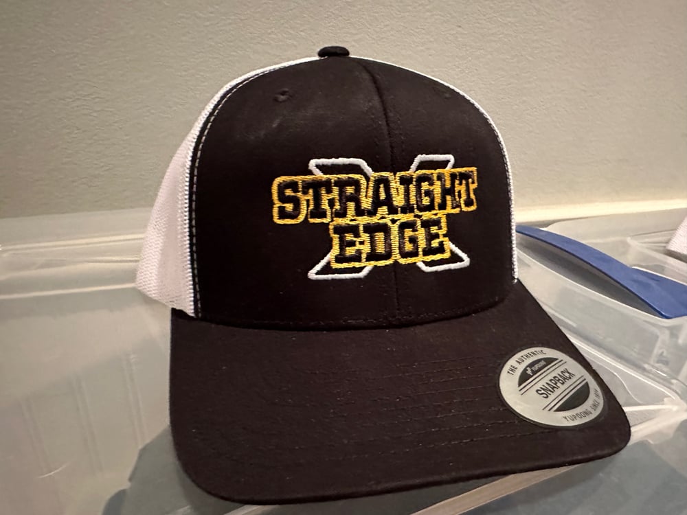 Black Yupoong Retro Trucker "Straight Edge" Snapback Cap 