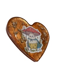 Image 3 of Cognac Shroomie Heart with Baby’s Breath 