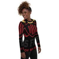 Image 2 of BOSSFITTED Black and Red AOP Women's Long Sleeve Compression Shirt