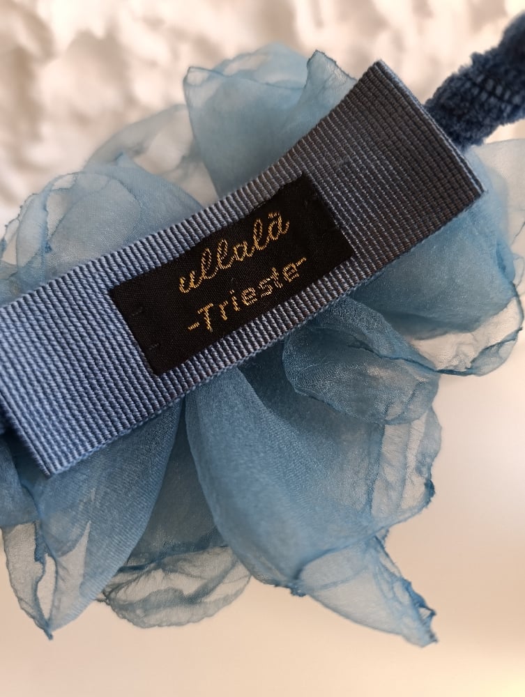Image of Cerchietto floreale carta da zucchero base blu *ON SALE*