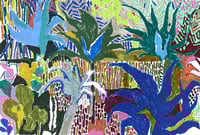 Image 2 of Blue Aloe oil pastel drawing on paper