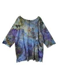 Image 2 of XL Cotton Woven Forager Top in Earthy Watercolor Ice Dye