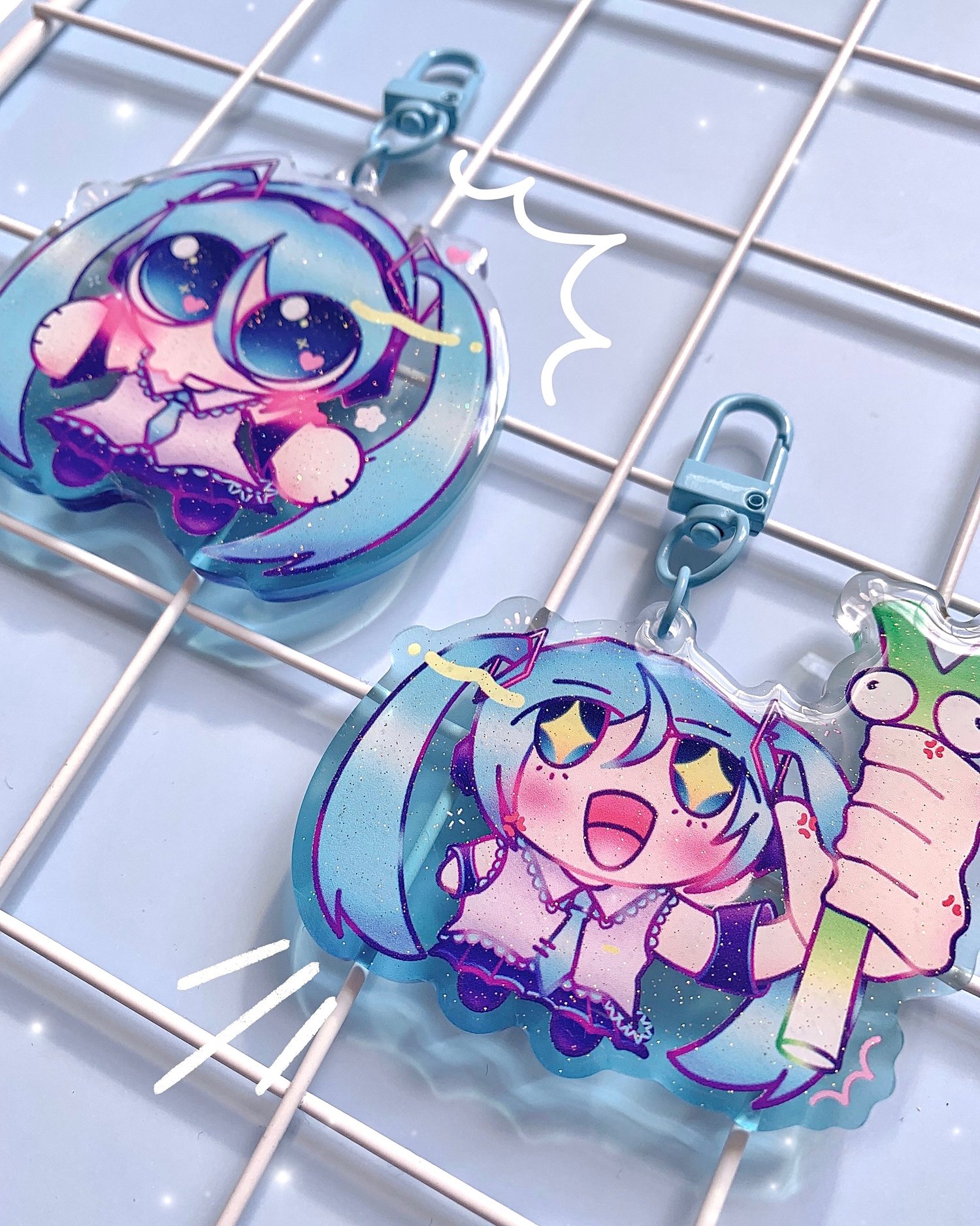 Image of Cursed Miku | Acrylic Charm & Glitter Stickers