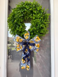 Image 3 of Boxwood Summer Lemon Bow Wreath