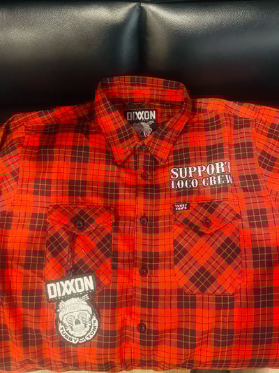 Image of LOCO CREW Custom Embroidered DiXXON Flannel RED BLK