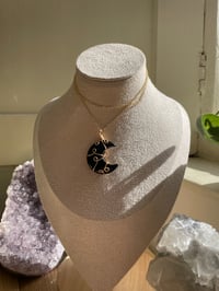 Image 3 of Black Obsidian Gold Moon Necklace