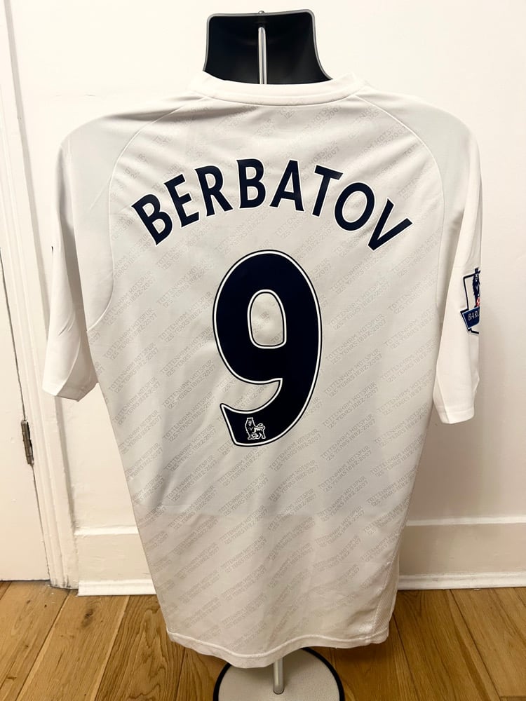 Image of Tottenham Hotspur “BERBATOV 9” 2007/08 Home Shirt + PL patches (L)