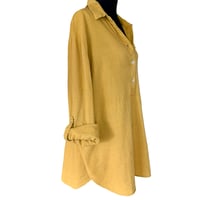 Image 4 of Yellow Tahari Linen Button Up Shirt Dress Tunic - Size L -Beach 