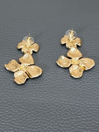 Image 2 of Gold Tone Floral Earrings 