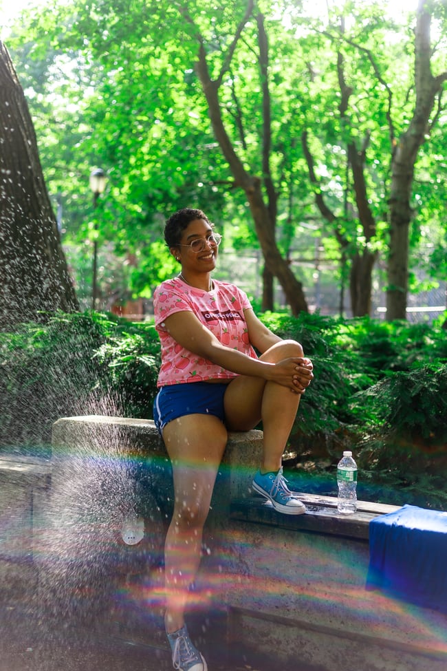 "Offbeat Peach" All Over Crop Shirt