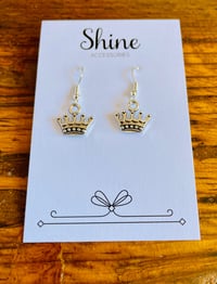 Image 3 of Set of 5 pairs of tiara crown charm earrings