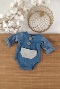 Image 1 of Newborn boy bodysuit for photoshoot | Adrien| navy blue