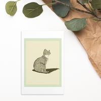 Illustration chat vert d'eau, carte postale, carte à message, idée cadeau