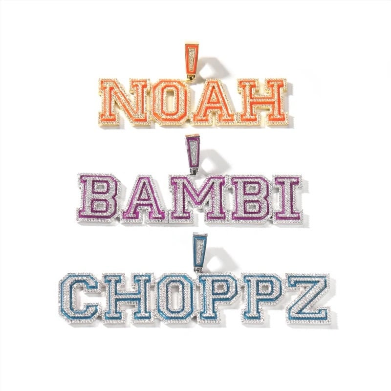 Image of Glow In the dark Luminous Color Custom Name Necklace Colorful Enamel