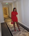 BALMAIN RED BANDAGE MINI DRESS (SIZE 36)