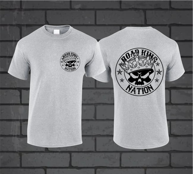 Road King Nation Round Logo Gray T-SHIRT