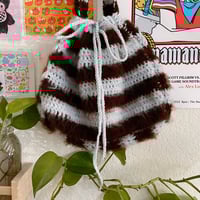 Image 2 of FUZZY BLUE & BROWN STRIPED BAG₊ ✩‧₊˚౨ৎ˚₊✩‧₊