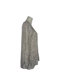 Image 3 of Blanc Woman Gold Sequin Long Sleeve Cardigan Jacket – Sparkly Open Front Evening Layer Size Small
