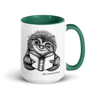 Image 16 of Book Reading Sloth Coffee Mug Line Art by CrystalsArtPaws