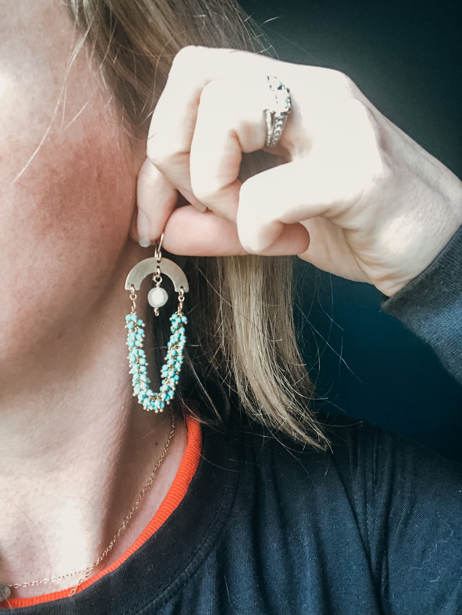 Image of The Turquoise Coastal Dangles - in Freshwater Pearl