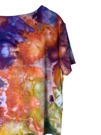 Image 3 of ♻️ UPCYCLED XXL Rib Knit Crop Tee in Earthy Rainbow Ice Dye