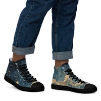 Image 6 of Celestial Night Sky Stars and Clouds Painting Men's High Top Canvas Shoes 