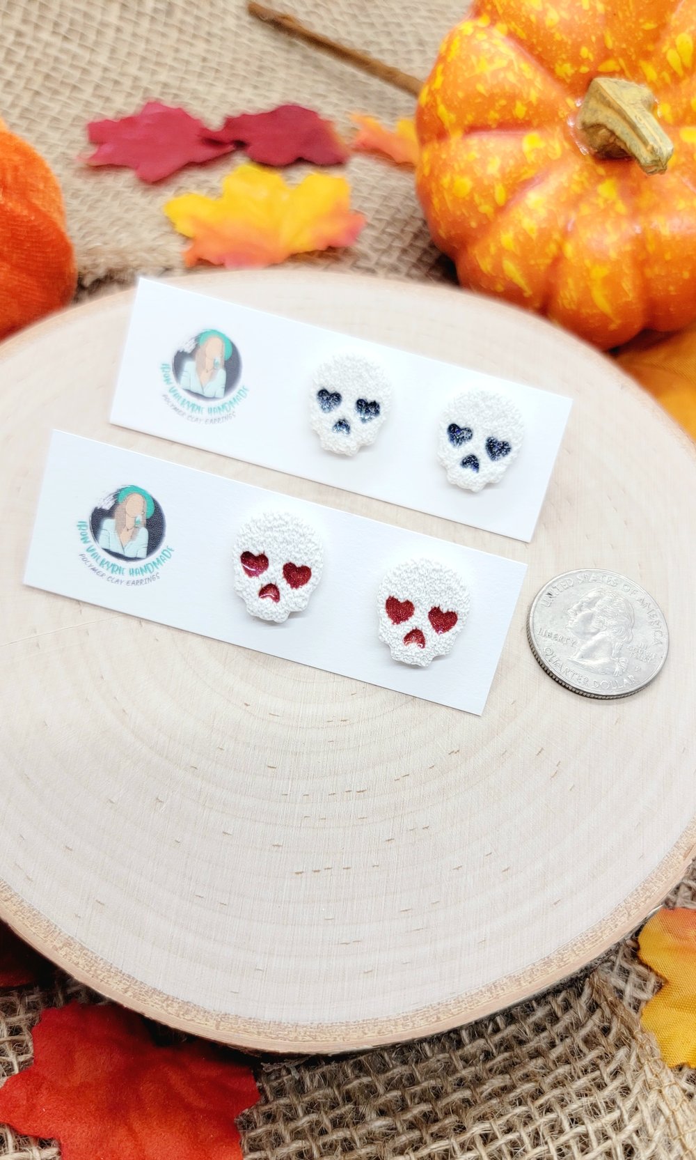 Image of Heart Eye Skull Studs