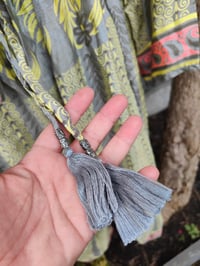Image 2 of S/ M Sari PJs and matching dust bag with tassel lemon and grey