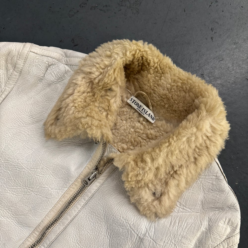 AW 2006 Stone Island Hand Painted Shearling Jacket, size large