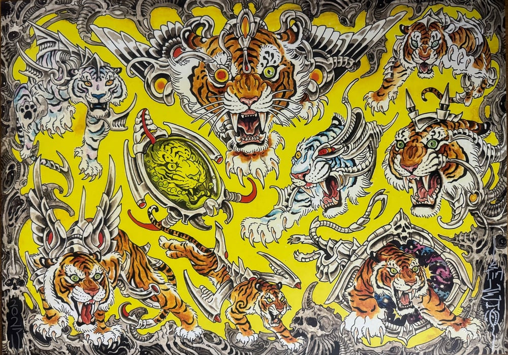 Image of Tim Lehi "Sci-fi Tigers Flash" Signed Print