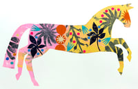 Image 1 of Kiki,a yellow and pink monoprinted horse with collage