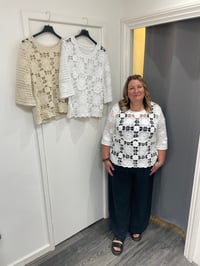 Image 1 of Flora 3/4 Sleeve Crochet Top 