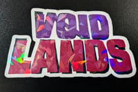 Image 2 of "VOID LANDS" logo holographic vinyl sticker