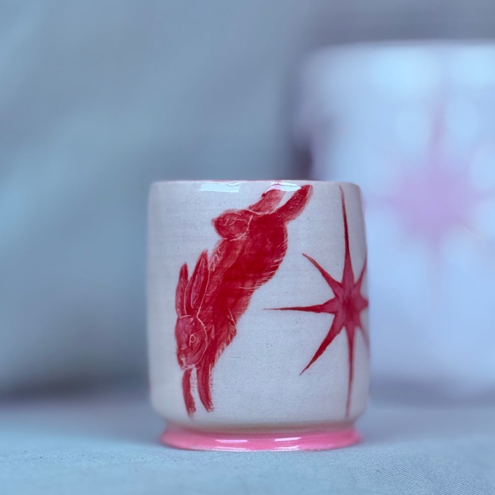 image of red rabbit cup