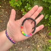 Image 2 of Elegant Rainbow Clay Heishi Bracelet (Black or White)