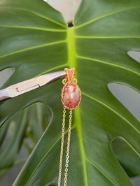 Image 4 of Gold Red Moss Agate Oval Crystal Necklace