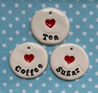 Image 2 of Handmade Ceramic 'Tea, Coffee, Sugar' or 'Pasta, Spaghetti and Rice' set of tags