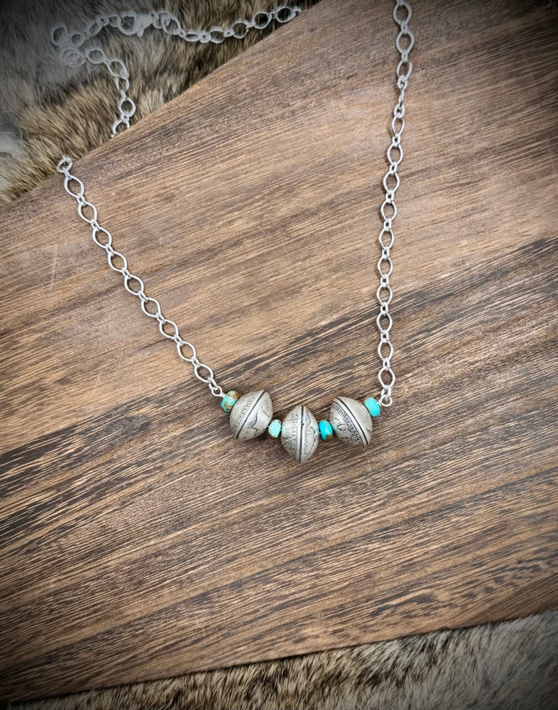 Image of Mercury Dime & Kingman Necklace 🩵🩶