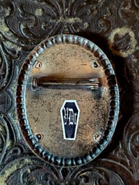 Image 3 of Vintage Brooches- 1800's bible page & preserved baby spider webs - C