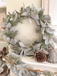 Image 1 of SALE!  Lambs Ear & White Berry Wreath