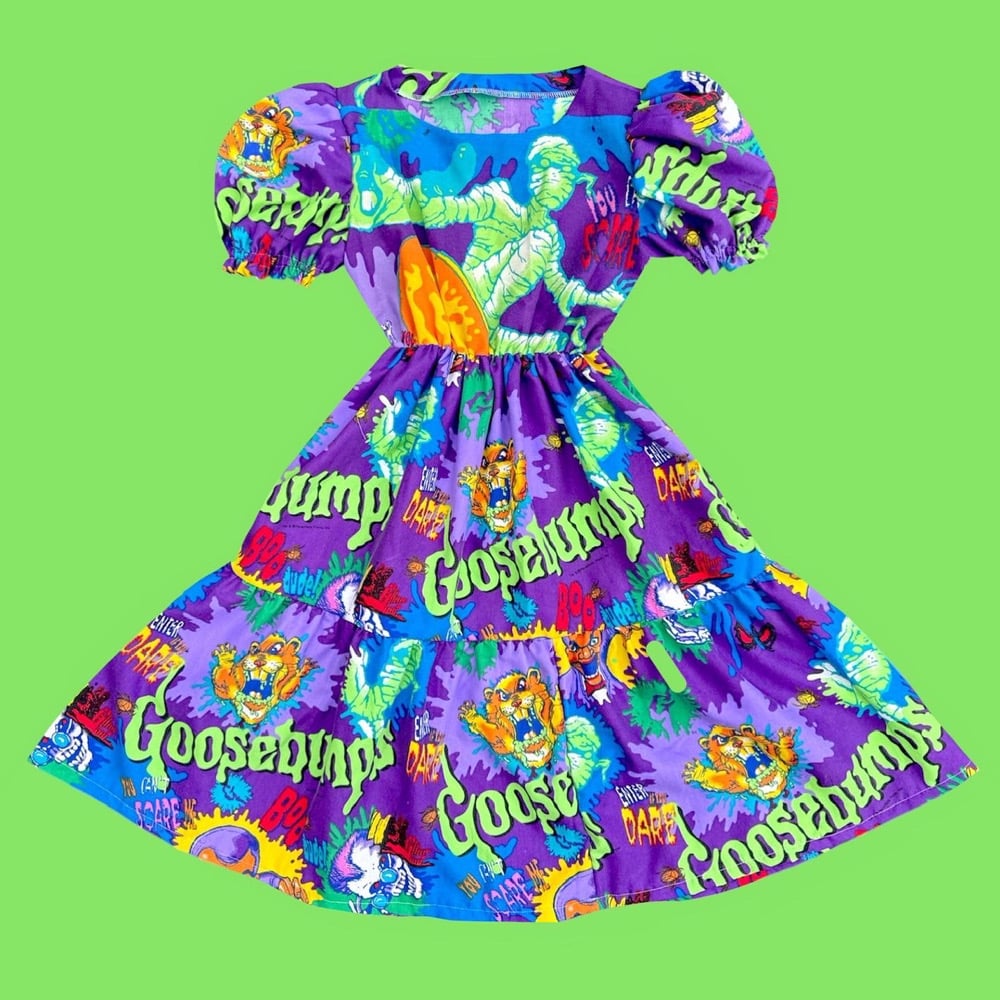 Image of Puff Sleeve Dress — Green Slime