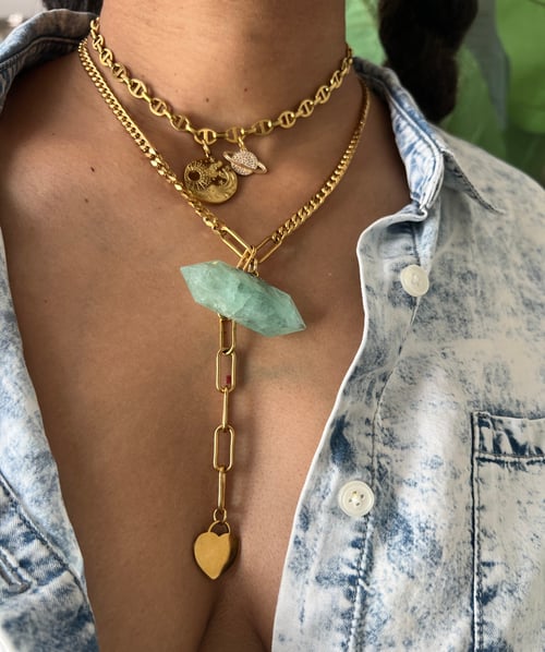 Image of DARA • Green Fluorite Drop Necklace