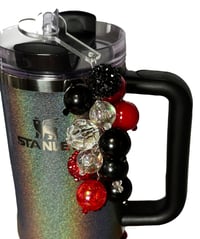 Image 5 of Queen of Hearts Red & Black Glam Tumbler Accessory Set – Bow, Straw Bauble & Bracelet Stack