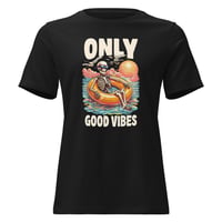 Image 2 of Women's Relaxed T-Shirt, Good Vibes Skeleton Humor Tee