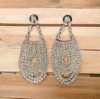 Image 2 of Silver Bling Pyramid Earrings 