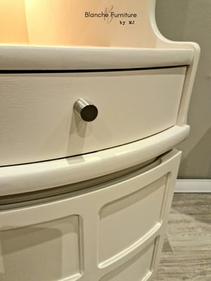 Image of Nathan Corner Drinks Cabinet unit in Stone with light. 