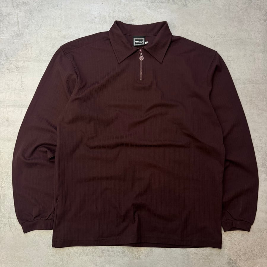 Image of Versace 1/4 Zip Polo Shirt, size large
